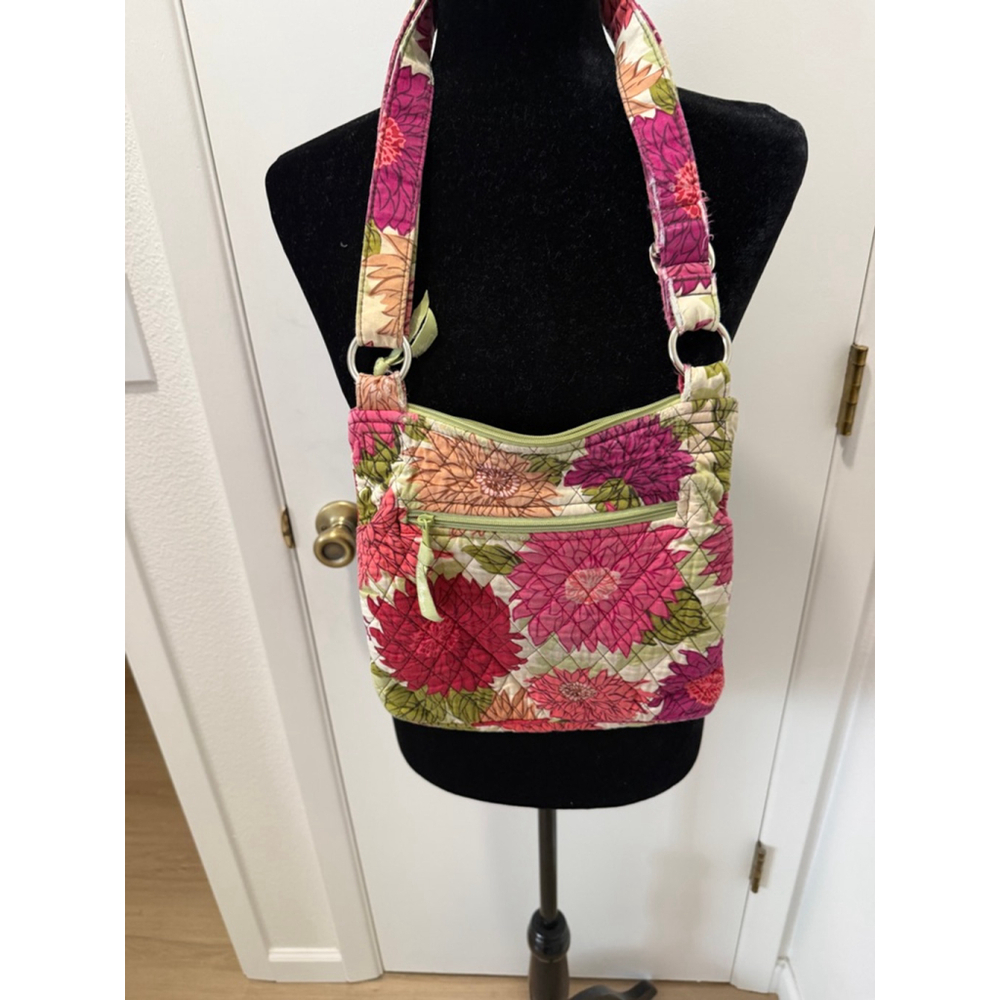 Vera Bradley Mesa Red Retired Floral Quilted Crossbody Shoulder Bag Pink Green